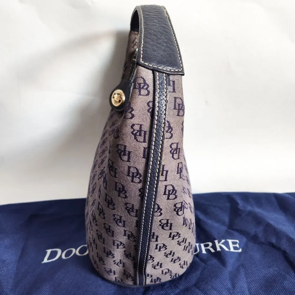 Vintage Dooney &‎ Bourke Bag Signature Y2K 90S Blue Gray Dust Bag Canvas Leather